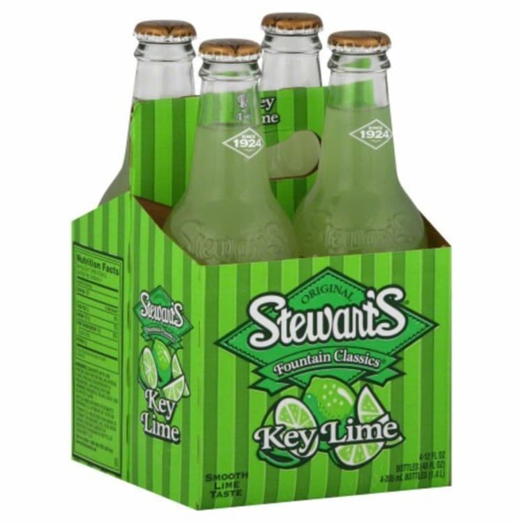 Stewart'S Key Lime Made With Sugar, Oz Glass Bottles