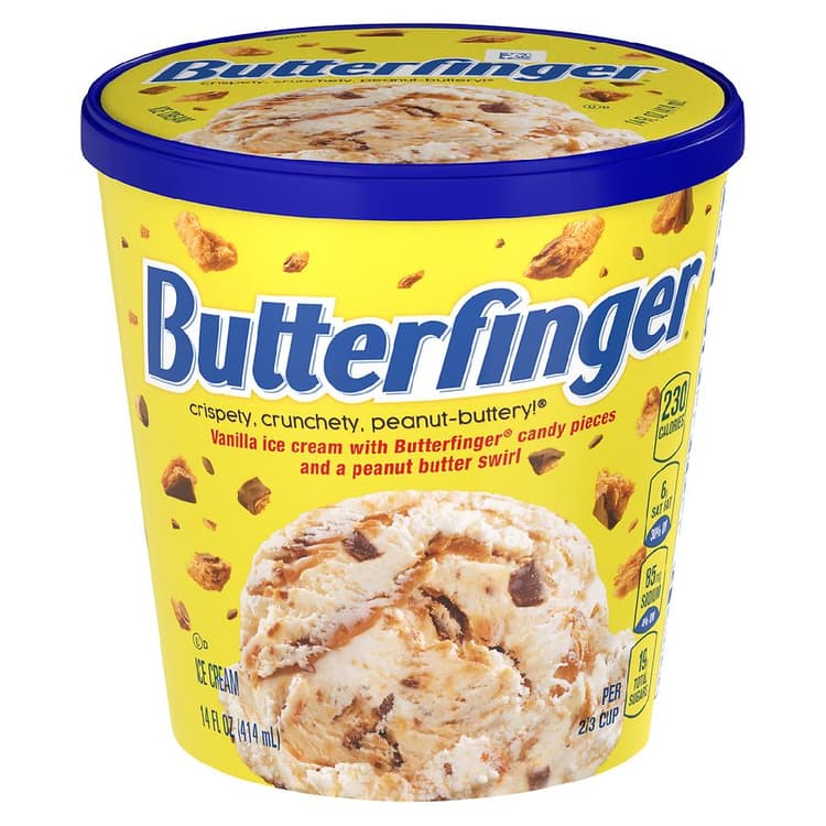Butterfinger Crispety, Crunchety, Peanut-Buttery! Ice Cream, Vanilla, With Nestle Butterfinger