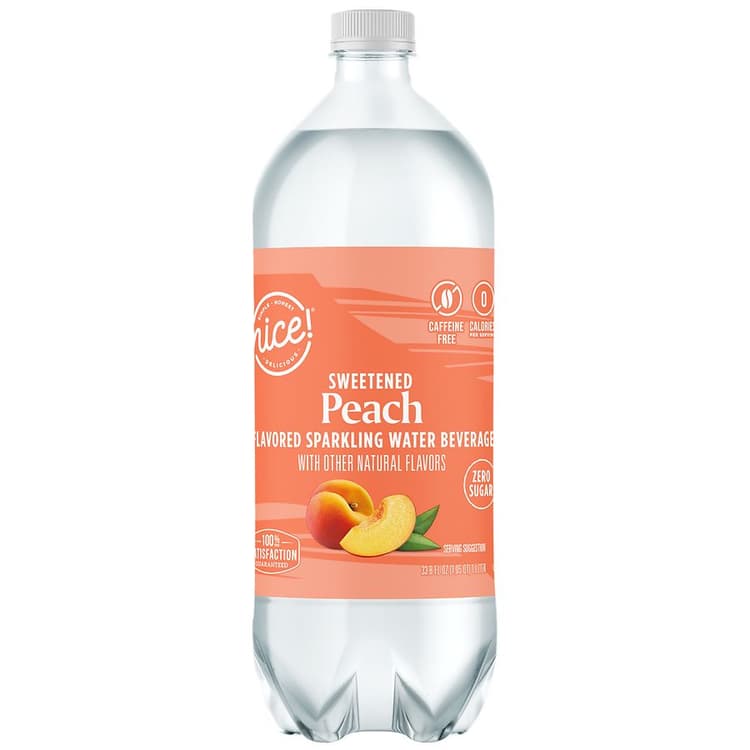 Nice! Sweetened Peach Flavored Sparkling Water Beverage