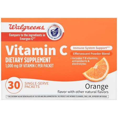 Walgreens Vitamin C Orange Flavor Dietary Supplement 30 Single-Serve