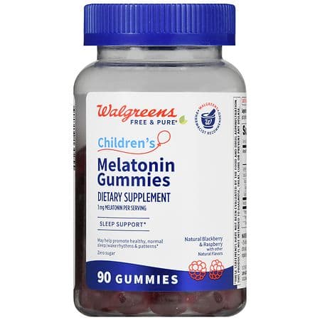 Walgreens Free & Pure Children'S Melatonin Gummies Natural Blackberry & Raspberry