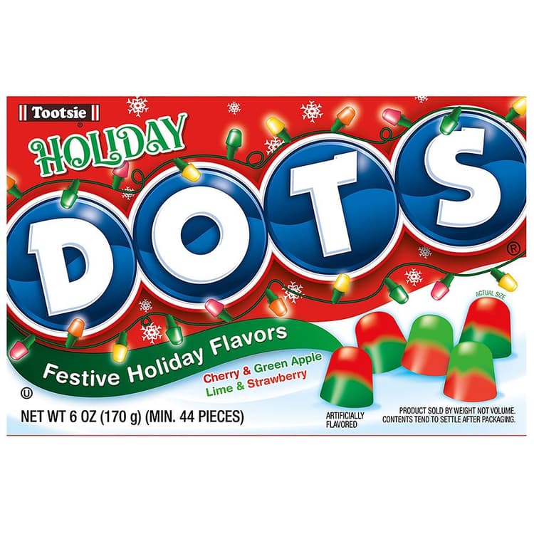 Tootsie Holiday Dots Festive Holiday Flavors, Cherry & Green Apple And Lime & Strawberry Gummy Candy
