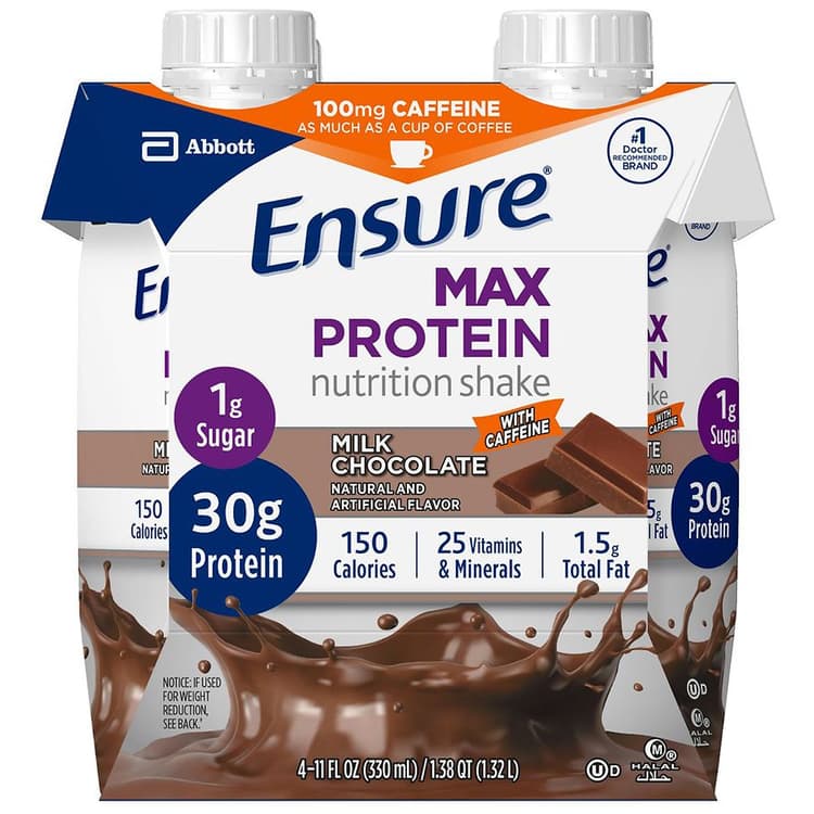 Ensure Max Protein Nutrition Shake, Milk Chocolate With Caffeine