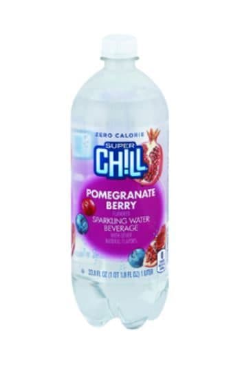 Super Chill Sparkling Water Beverage, Zero Calorie, Pomegranate Berry