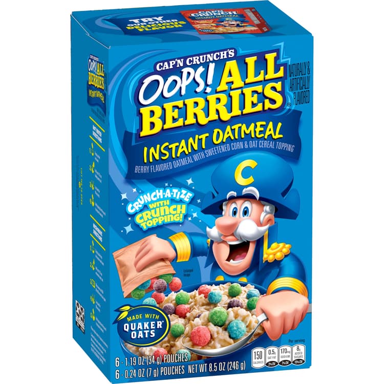 Cap'N Crunch Instant Oatmeal Cereal Oops All Berries