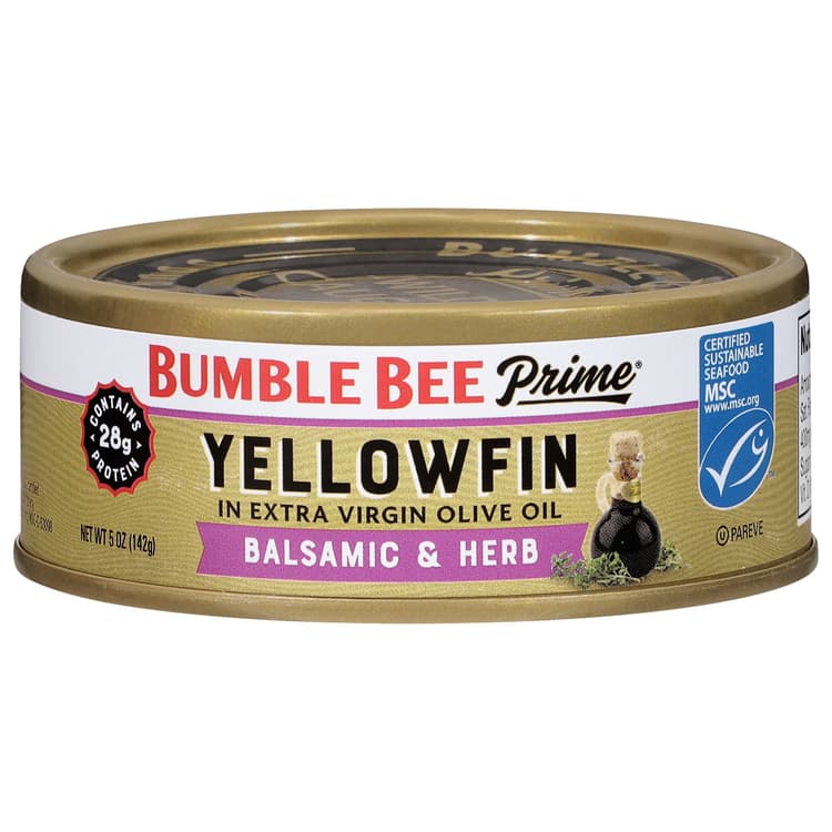 Bumble Bee Prime Msc Yellowfin Solid Light Tuna In Olive Oil Balsamic And Herb Can