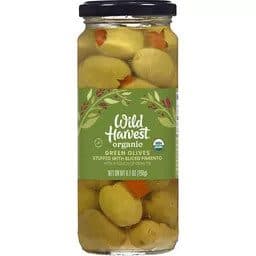 Wild Harvest Olives, Green, Organic, Stuffed With Sliced Pimiento