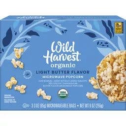 Wild Harvest Microwave Popcorn, Organic, Light Butter Flavor