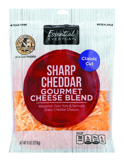 Essential Everyday Gourmet Cheese Blend, Sharp Cheddar, Classic Cut