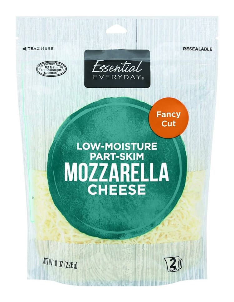 Essential Everyday Cheese, Mozzarella, Part Skim, Low Moisture, Fancy Cut