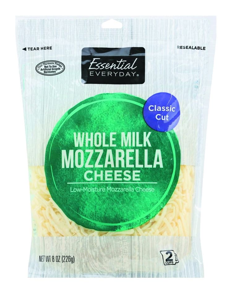 Essential Everyday Cheese, Mozzarella, Whole Milk, Classic Cut