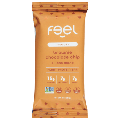 Feel Plant Protein Bar, Brownie Chocolate Chip, Focus