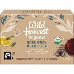 Wild Harvest Black Tea, Organic Fairtrade, Earl Grey, Individually Wrapped