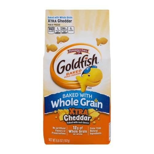 Goldfish, Snack Crackers, Whole Grain, Xtra Cheddar, Baked