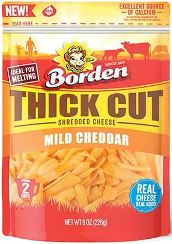 Borden, Cheese, Shredded, Mild Cheddar, Thick Cut