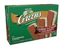 Greens, Ice Cream Sandwiches, Cookies 'N Cream