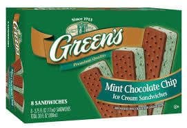 Greens, Ice Cream Sandwiches, Mint Chocolate Chip