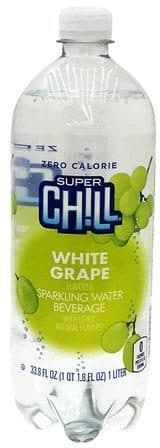 Super Chill Sparkling Water, Zero Calorie, White Grape