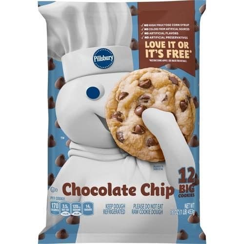 Pillsbury Ready To Bake! Cookies Big Deluxe Chocolate Chip With Hersheys Kisses