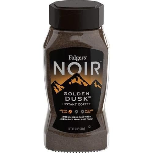 Folgers Noir Golden Dusk Instant Coffee, Medium Dark Roast, Jar