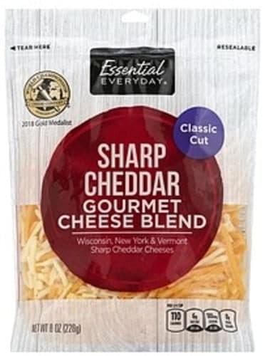 Essential Everyday Gourmet Cheese Blend, Sharp Cheddar, Classic Cut