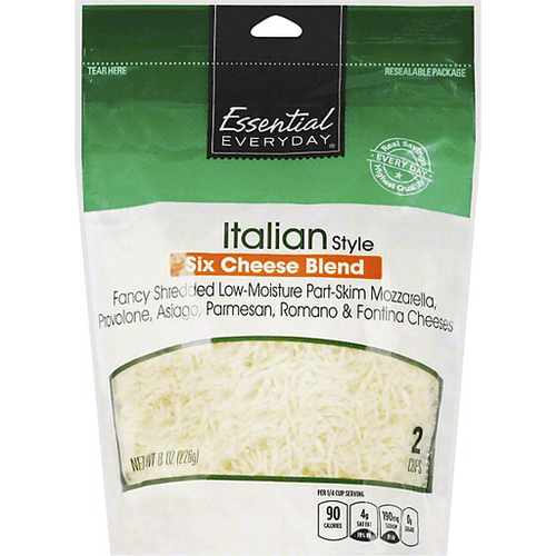 Essential Everyday Six Cheese Blend, Italian Style, Fancy Cut