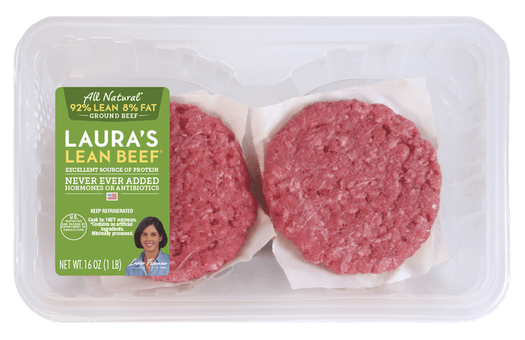 Lauras Beef Ground Beef Patties 92% Lean 8% Fat