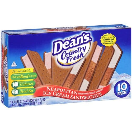 Dean'S Country Fresh Country Fresh Neapolitan Ice Cream Sandwiches 12 - Oz Wrappers
