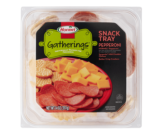 Hormel Gatherings Deli Snack Tray Pepperoni Mild Cheddar Cheese Butter Crisp Cracker