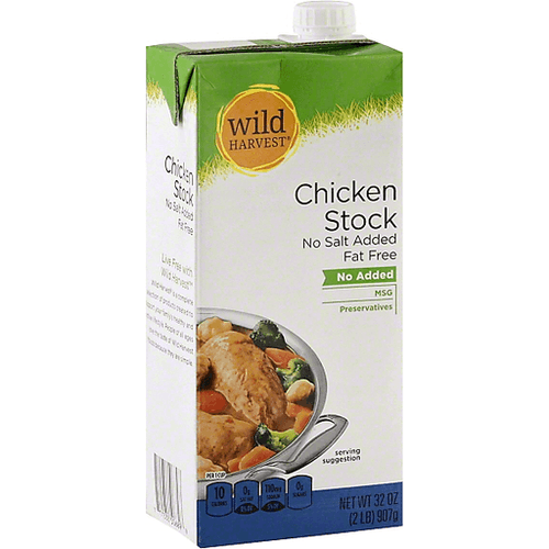 Wild Harvest Chicken Stock, Fat Free, No Salt Added