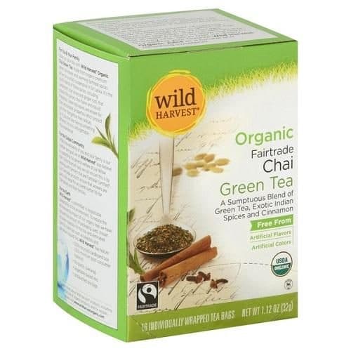 Wild Harvest Green Tea, Organic Fairtrade, Chai, Individually Wrapped