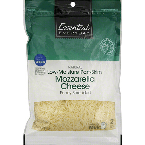 Essential Everyday Cheese, Mozzarella, Part Skim, Low Moisture, Fancy Cut