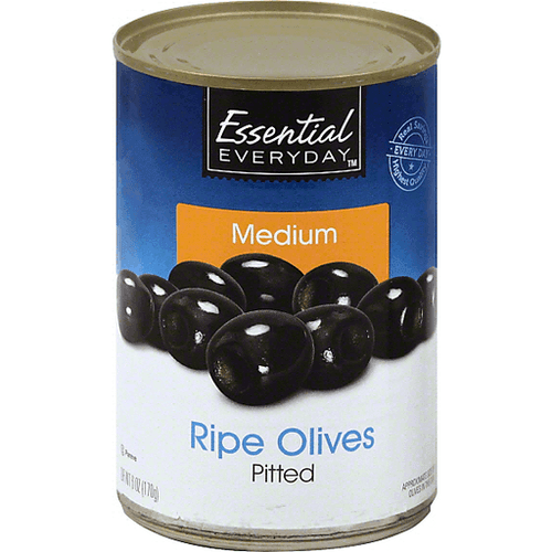 Essential Everyday Olives, Ripe, Pitted, Medium