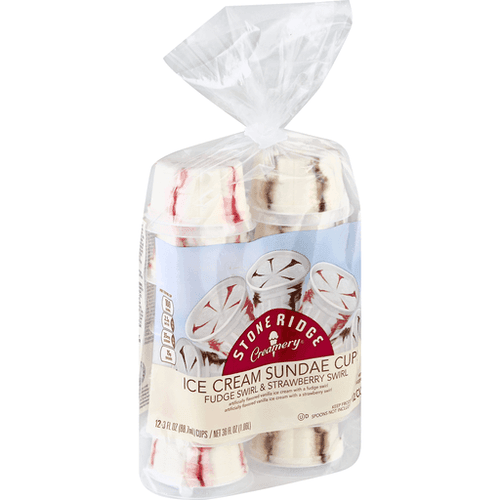 Stoneridge Creamery Ice Cream Sundae Cups, Fudge Swirl & Strawberry Swirl