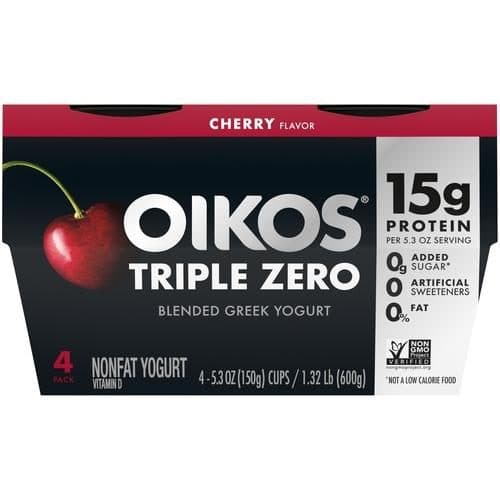 Oikos Triple Zero Greek Yogurt Blended Nonfat Cherry