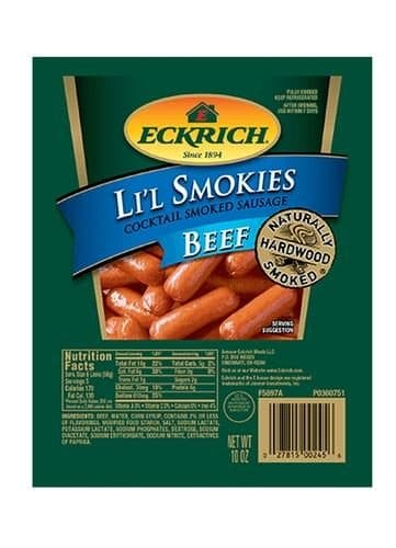 Eckrich Li'L Smokies Beef Cocktail Smoked Sausage Links