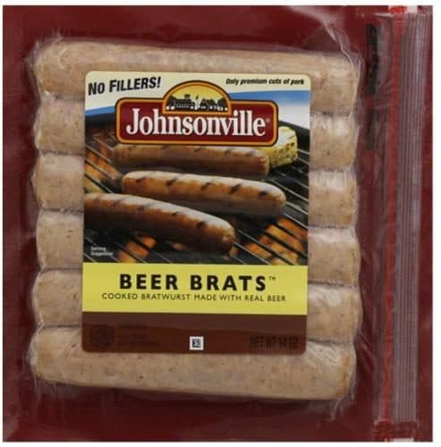 Johnsonville Brats Beer Bratwurst Fully Cooked 6 Links