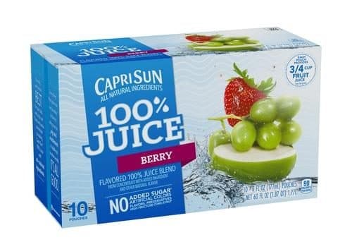 Capri Sun 100% Juice Berry Naturally Flavored Juice Blend Pouches Box