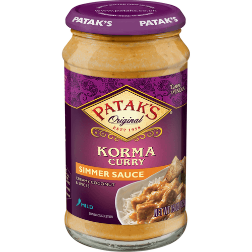 Pataks Simmer Sauce Korma Curry Cream Coconut & Spices Mild