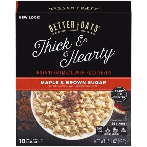 Better Oats Oatmeal, Maple & Brown Sugar, Thick & Hearty