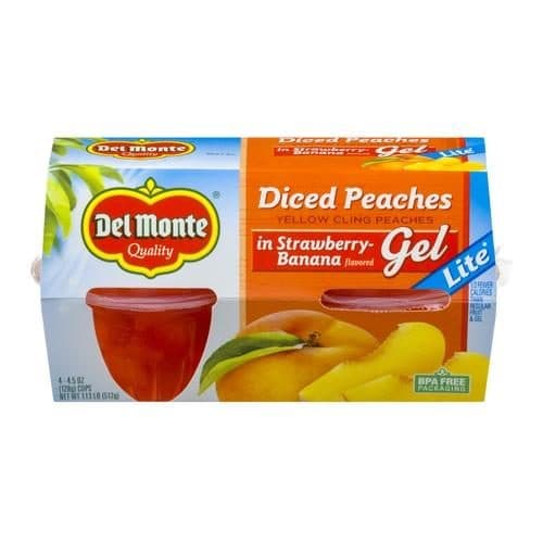 Del Monte Lite Diced Yellow Cling Peaches In Strawberry-Banana Flavored Gel 