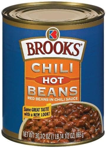 Brooks Chili Beans, Canned Red Beans In Chili Sauce, Hot Flavor