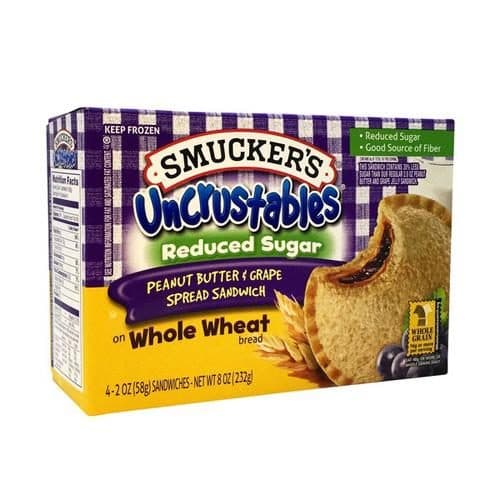 Smuckers Uncrustables Sandwiches Whole Wheat Reduced Sugar Peanut Butter & Grape Spread