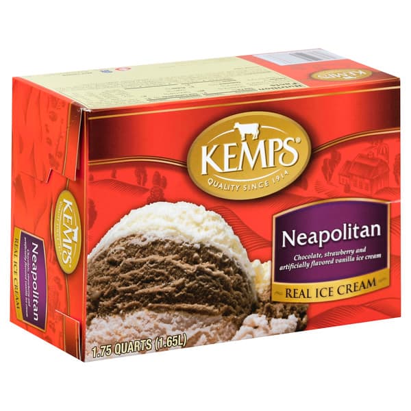 Kemps Neapolitan Reduced Fat Ice Cream. Carton