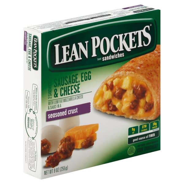 Lean Pockets Sandwiches Seasoned Crust Sausage Egg & Cheese