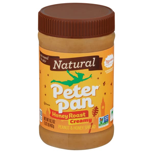 Peter Pan Peanut & Honey Spread, 100% Natural, Honey Roast, Creamy