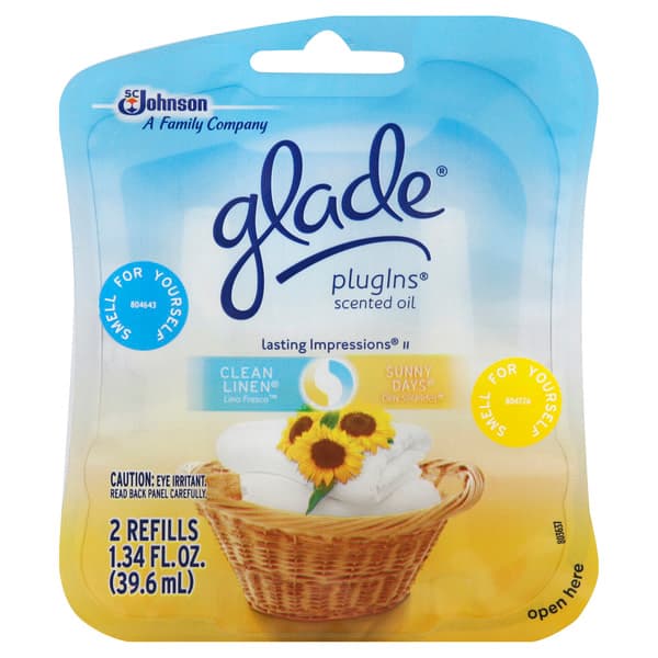 Glade Scented Oil Refills Clean Linen Sunny Days
