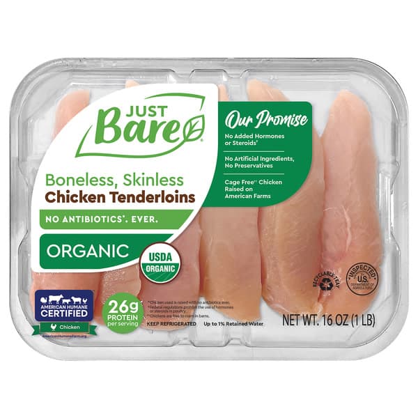Just Bare Chicken Organic Tenderloins Boneless Skinless