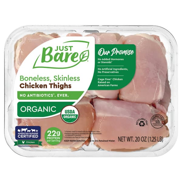 Just Bare Chicken Organic Thighs Boneless Skinless