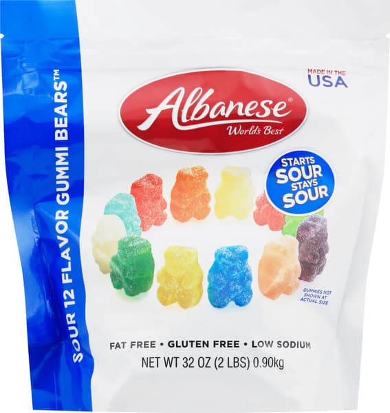 Albanese World'S Best Sour 12 Flavor Gummi Bears